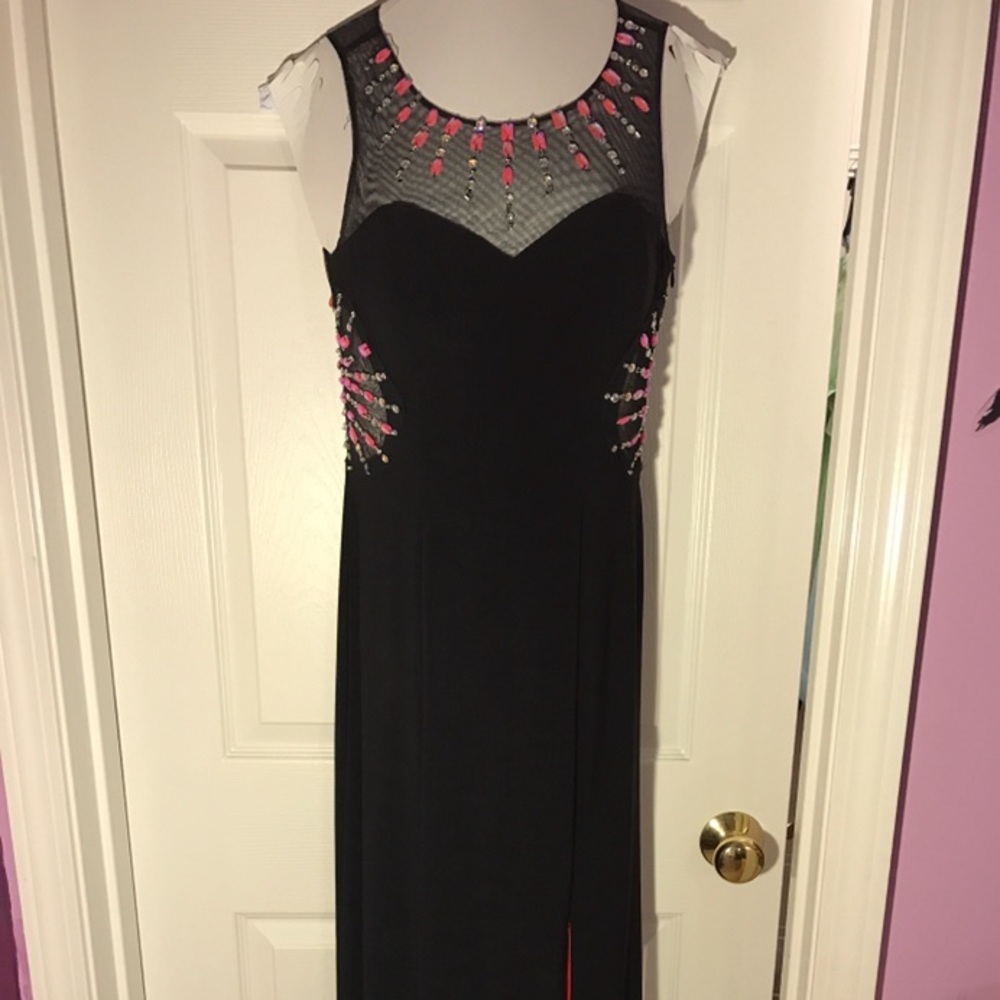 Black with Pink Inside Prom Dress